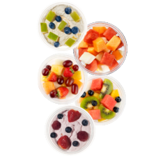 Healthy Hand gesneden fruit, rauwkost of bavarois
